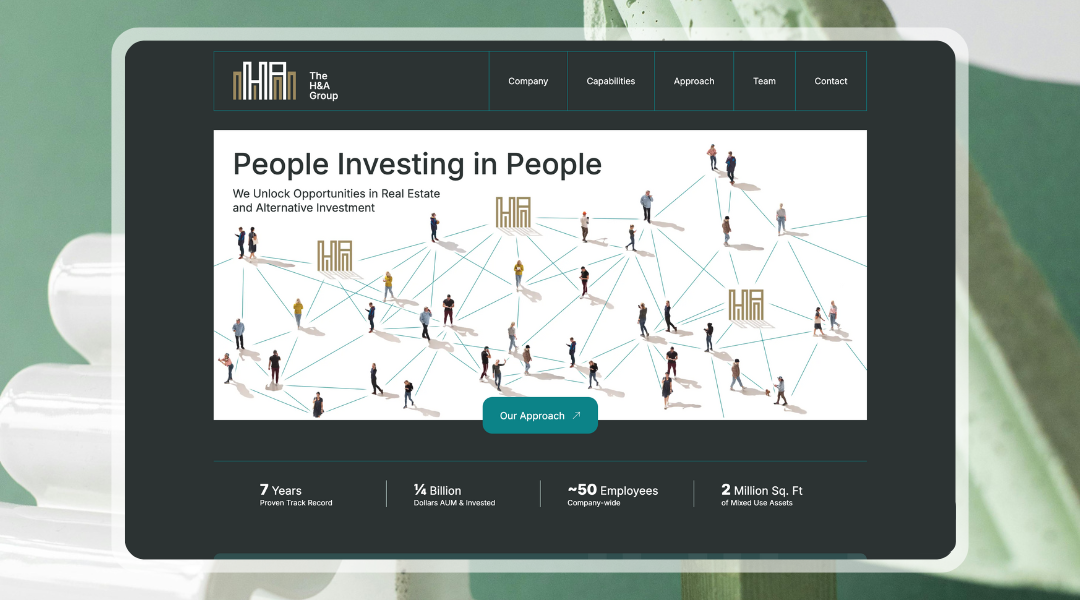 The HandA Group home page - website design example